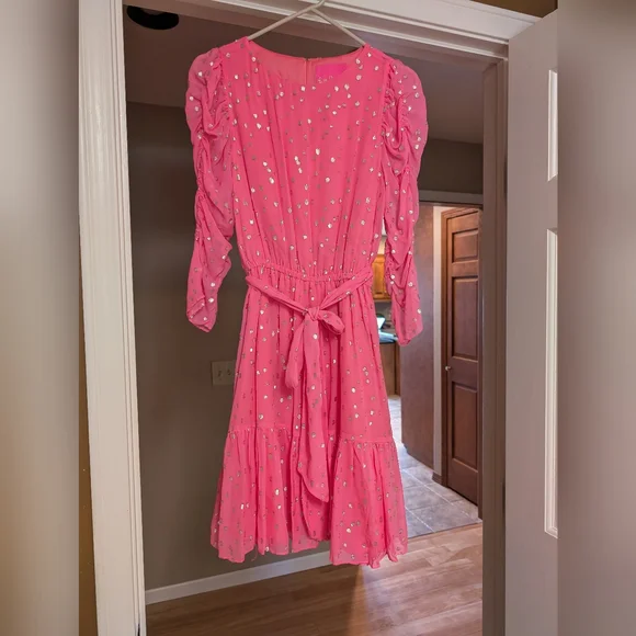 lilly pulitzer pink gold dress Aleta Couture 1097 - Long Sheath Dress